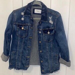 KanCan Los Angeles Distressed Jean Jacket size small